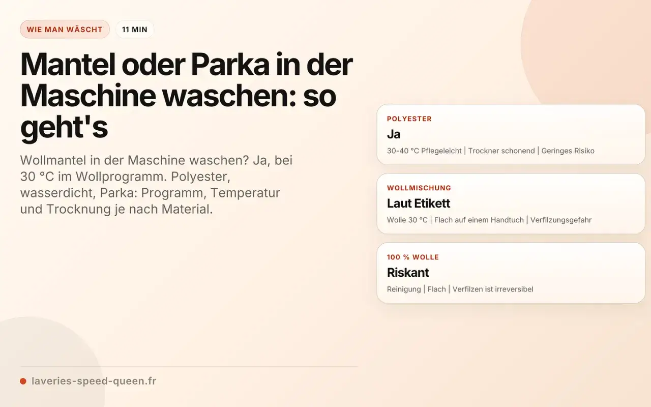 Mantel reinigen: Anleitung für Wollmäntel, Parkas & Polyester. Tipps für Waschprogramm, Temperatur & Trocknung je nach Material.